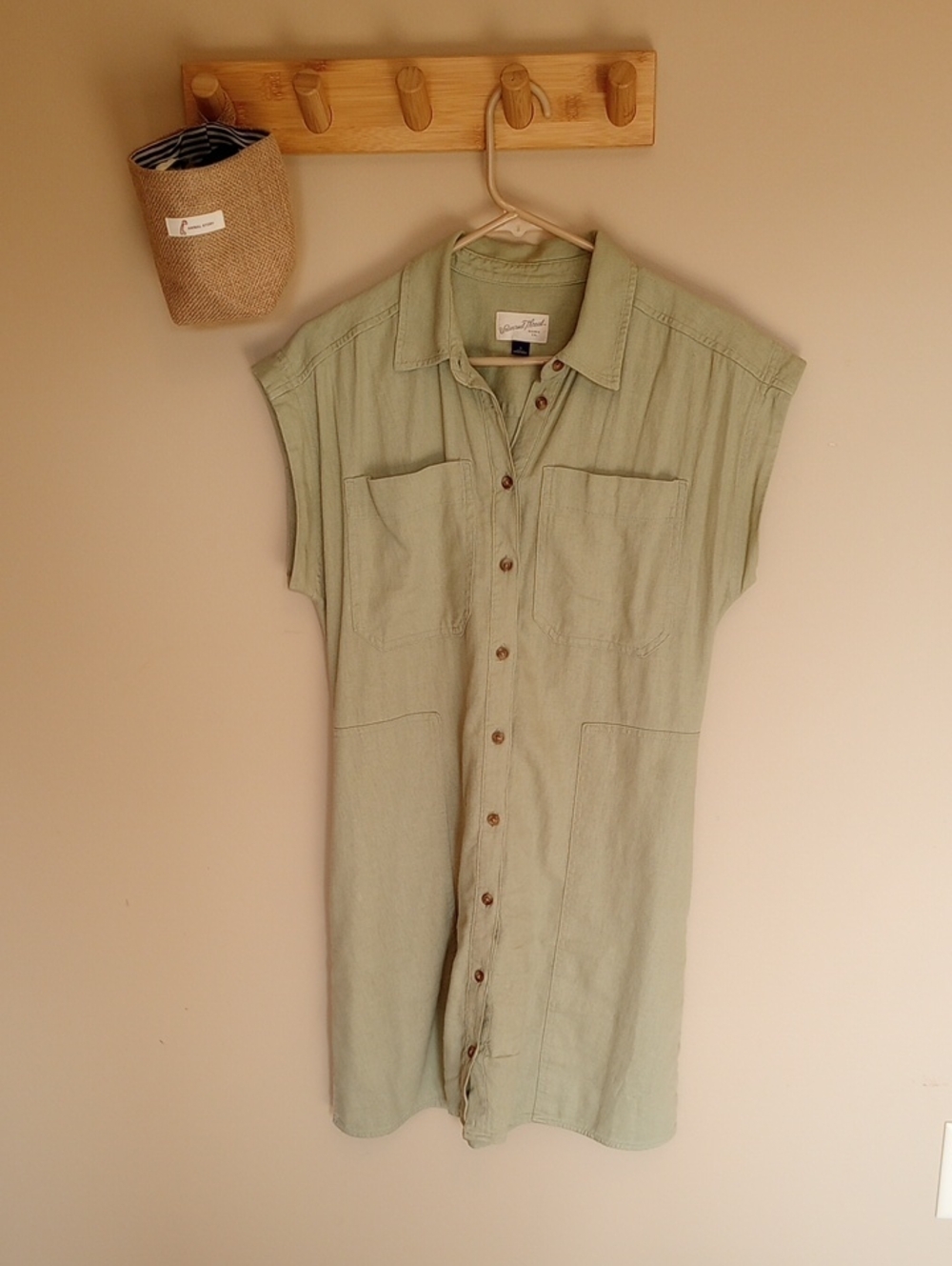 Sage Green Linen Universal Thread Shirt Dress